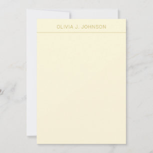 Custom Name Elegant Cream Flat Note Card