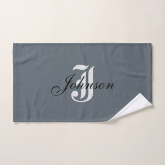 Custom Name Elegant Grey Black White Modern  Hand Towel