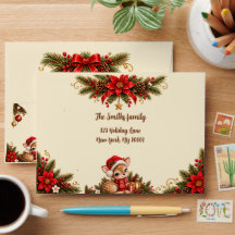 Custom Name Elegant Reindeer Christmas Envelope