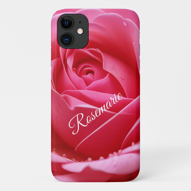 Custom Name Elegant Rose Flower  Case-Mate iPhone Case (Back)