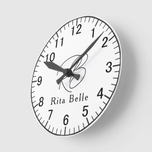 Custom Name Elegant Round Wall Clock Decor