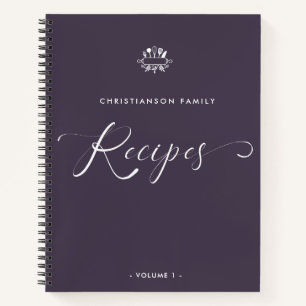 Custom Name Elegant Script Recipe Notebook
