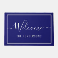 Custom Name Elegant Script Welcome Navy Blue