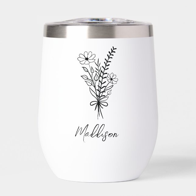 Custom name, Elegant typography flower bunch (Front)