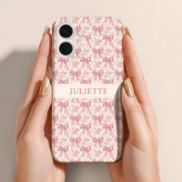 Custom Name Elegant Vintage Floral Blush Pink Bows