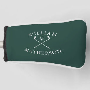 Custom Name Emerald Green And White Golf Clubs  Head Cover