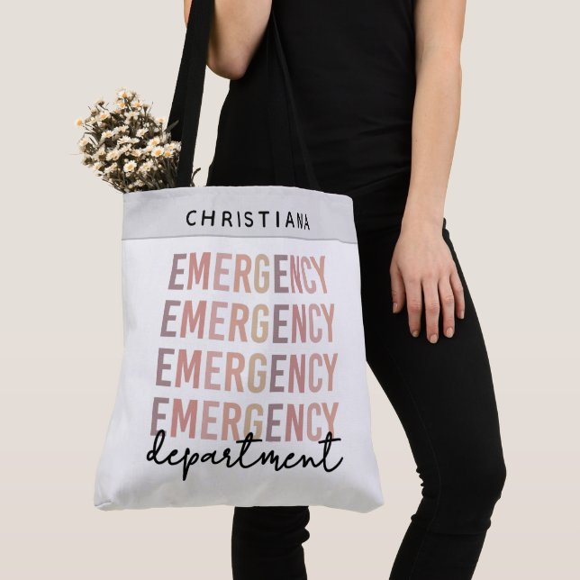 Custom Name Emergency Department ER Nurse ER Tech Tote Bag (Close Up)