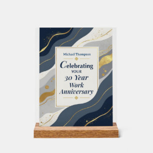 Custom Name Employee 30 Year Work Anniversary Acrylic Sign