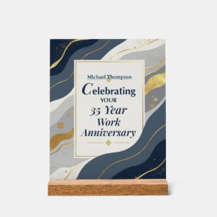 Custom Name Employee 35 Year Work Anniversary Acrylic Sign