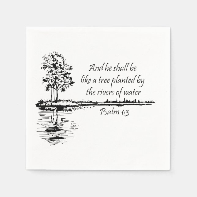 Custom Name Encouraging Scripture Psalm 1:3  Napkin (Front)