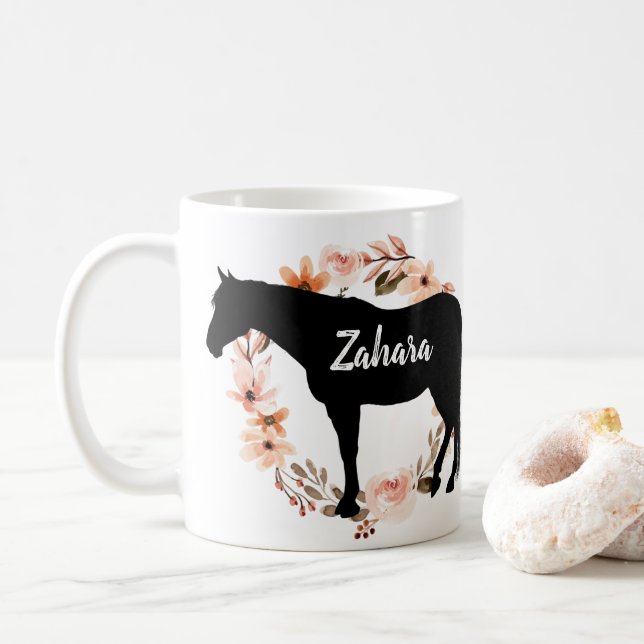 Custom Name equestrian horseback horse riding Coffee Mug (With Donut)