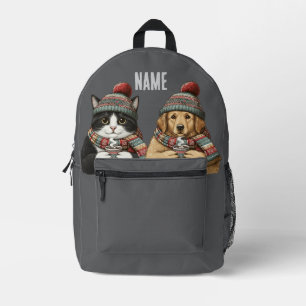 Custom Name Est Year Cat Dog Printed Backpack