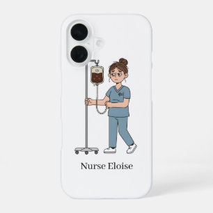 Custom Name Exhausted Nurse Coffee IV Phone Case