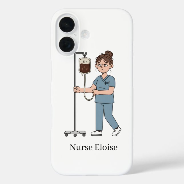 Custom Name Exhausted Nurse Coffee IV Phone Case (Back)