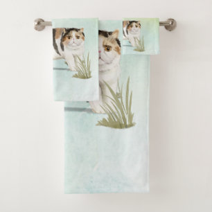Custom Name Exotic Short Hair Cat Pet Bath Towel Set