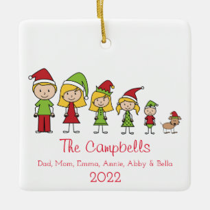 Custom Name Family and Pet Christmas Ceramic Ornam Ceramic Ornament