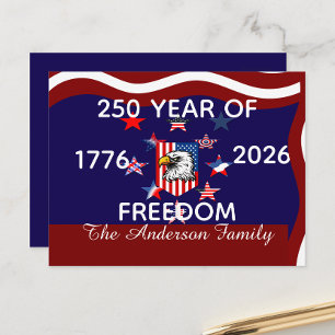 Custom Name , Family & Freedom America 250 Year  Postcard