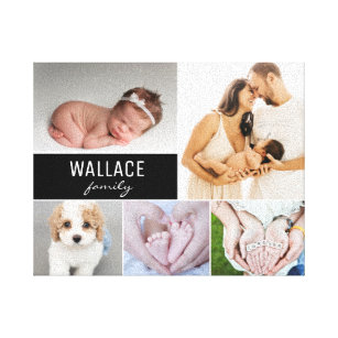 Custom Name Family Photo Collage  Canvas Print