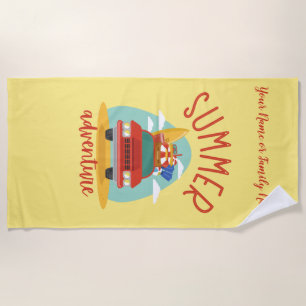 Custom Name Family Summer Adventure Vacation Beach Towel