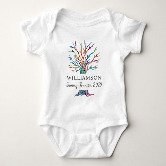 Custom Name Family Tree Family Reunion Baby Bodysuit (Front)