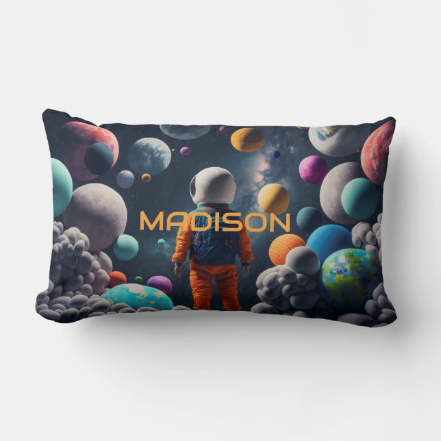 Custom Name Fantasy Space Kid Lumbar Cushion (Front)