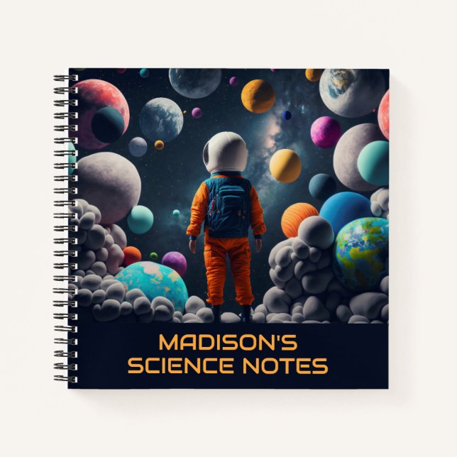 Custom Name Fantasy Space Kid Notebook (Front)