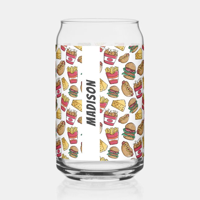 Custom Name Fast Food Pattern Can Glass (Right)