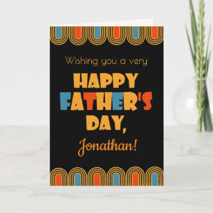 Custom Name Father's Day Art Deco Style on Black Card