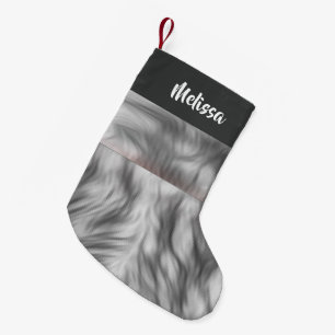 Custom name faux fur  small christmas stocking