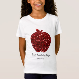 Custom Name Faux Gitter Red Apple School Kids T-Shirt