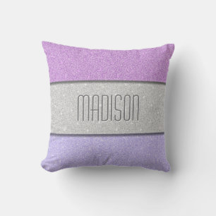 Custom Name Faux Glitter Bling Cushion