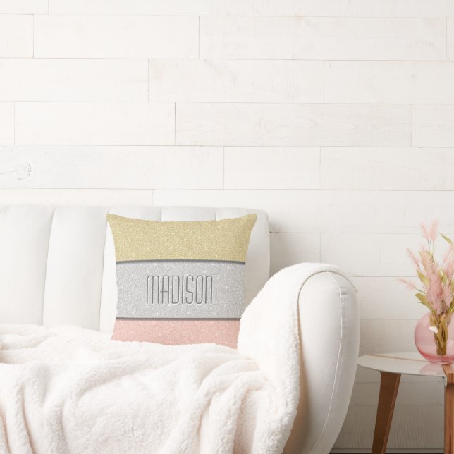 Custom Name Faux Glitter Bling Cushion (Couch)