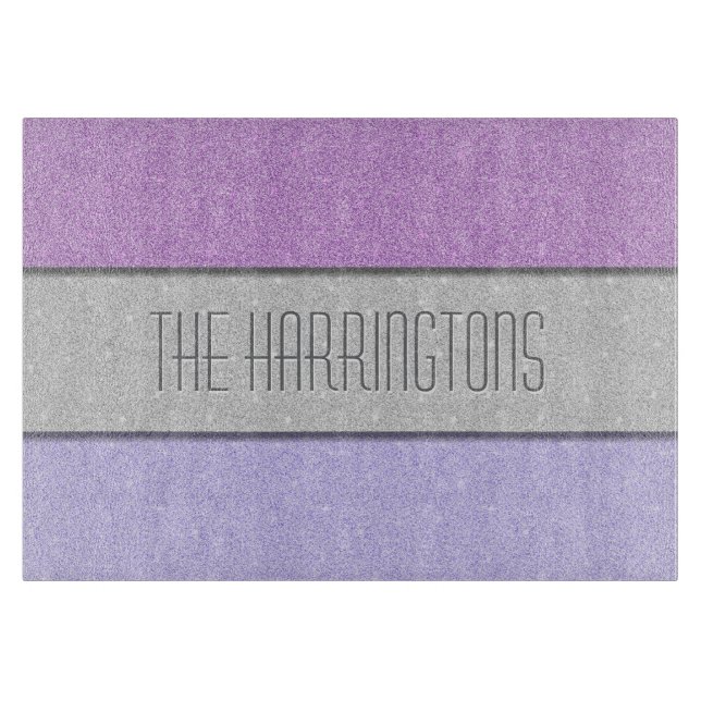 Custom Name Faux Glitter Bling Cutting Board (Front)