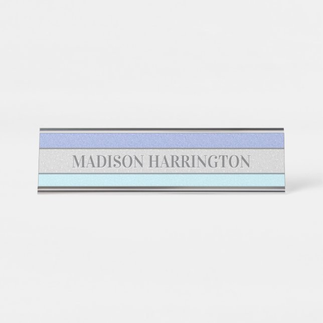Custom Name Faux Glitter Bling Desk Name Plate (Front)