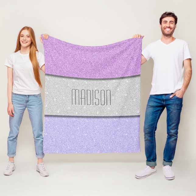 Custom Name Faux Glitter Bling Fleece Blanket (In Situ)