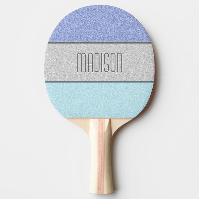 Custom Name Faux Glitter Bling Ping Pong Paddle (Front)