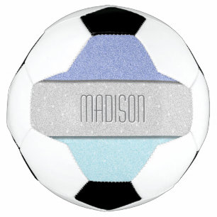 Custom Name Faux Glitter Bling Soccer Ball