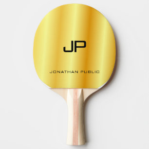 Custom Name Faux Gold Metallic Look Monogram Ping Pong Paddle