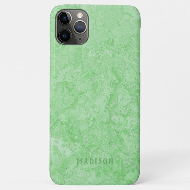 Custom name Faux Green Marble phone cases (Back)
