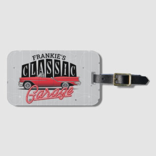Custom NAME Faux Neon 1950's Classic Car Garage Luggage Tag