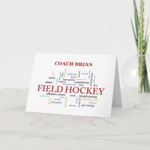 Custom Name Field Hockey Coach Thank You in Words Card