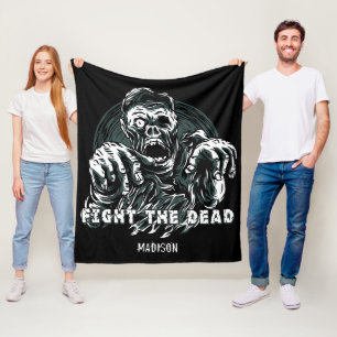Custom name "Fight the Dead" Zombie fleece blanket