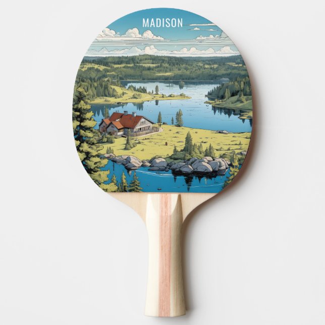 Custom Name Finland Nature Illustration Ping Pong Paddle (Front)