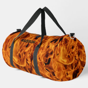 Custom Name Fire Flames Duffle Bag