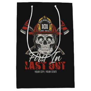 Custom NAME Firefighter First In Last Out Fireman Medium Gift Bag