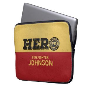 Custom Name, Firefighter Hero Laptop Sleeve