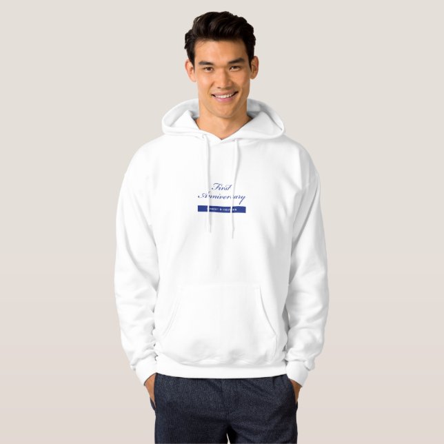 Custom Name, First Wedding Anniversary Sparkle Hoodie (Front Full)