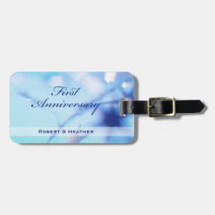 Custom Name, First Wedding Anniversary Sparkle Luggage Tag