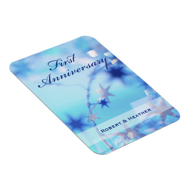 Custom Name, First Wedding Anniversary Sparkle Magnet (Right Side)