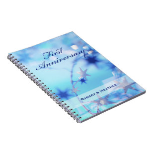 Custom Name, First Wedding Anniversary Sparkle Spiral Notebook